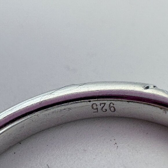 VTG Solid Sterling Silver 925 Cubic Zirconia Band Statement Ring Size 6.5 - Picture 8 of 8